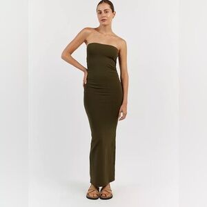 NWT Dissh Carrie olive ruched midi dress